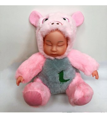 Спящая кукла в одежде свинки 25 см