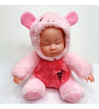 Спящая кукла в одежде свинки 25 см