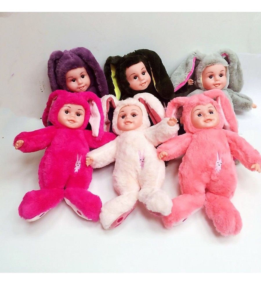 Куклы с открытыми глазами в одежде зайца 42 см.