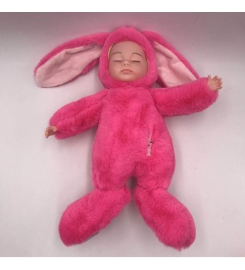 Спящая кукла в одежде зайца 42 см.